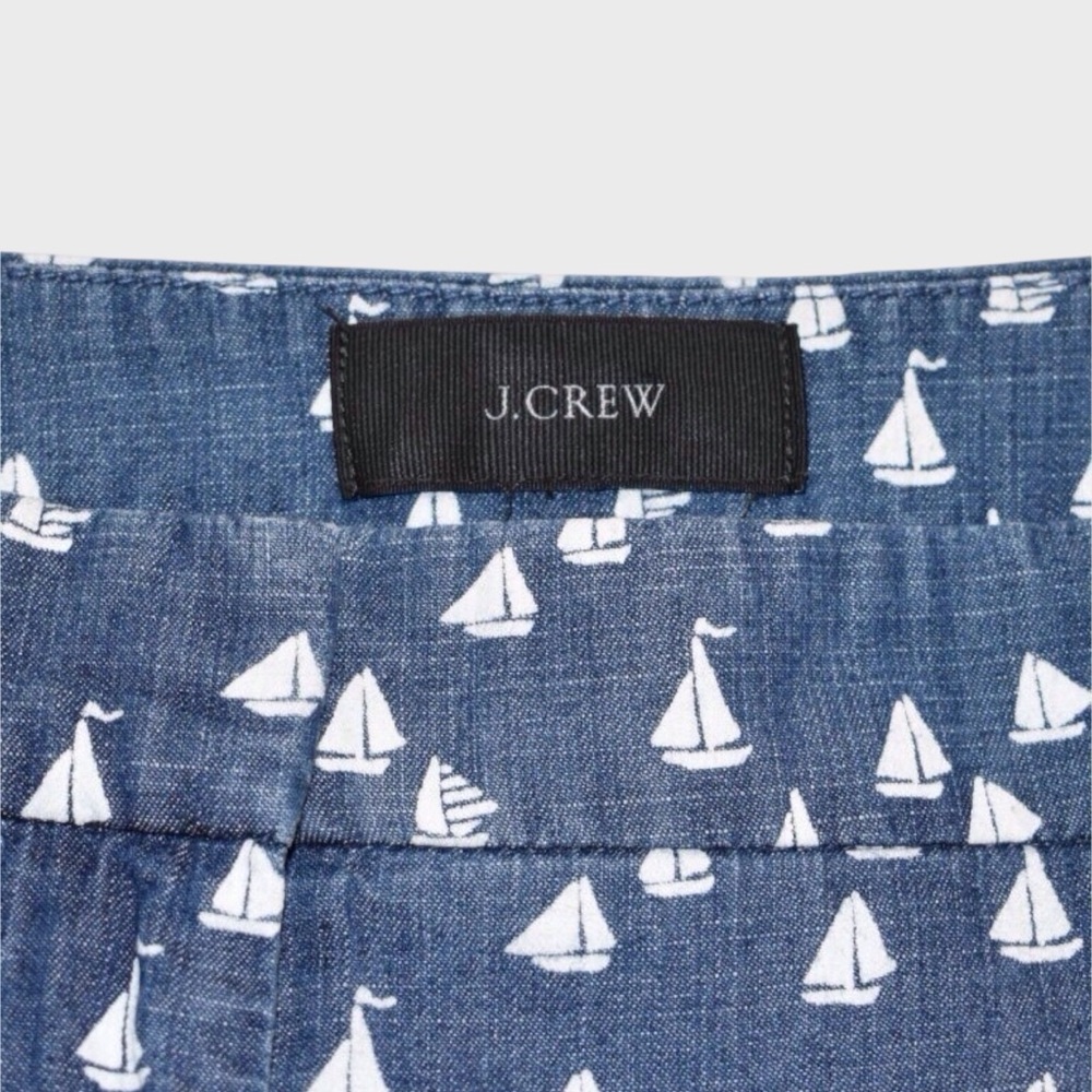 J Crew Chambray Sailboat Print Scallop Pocket Shorts - Picture 5 of 5